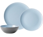 Preview: Geschirrset Vivid Line 12-tlg. hellblau-anthrazit