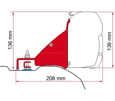 Markisenadapter Kit Ducato/Jumper/Boxer High Roof L2H2 für F43, F45, F45s