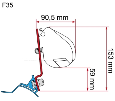 Markisenadapter Kit Stellantis (PSA) mit Westfalia Schiene für F35, F43, F45, F45s