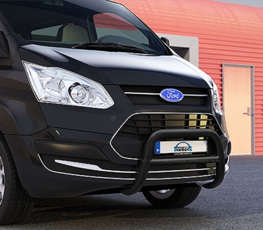 Frontbügel Edelstahl schwarz Ø 60 mm für Ford Transit Custom & Tourneo Custom, ab 2013-