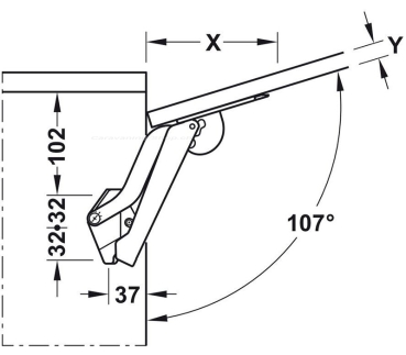 Preview: Hochklappbeschlag Free space 1.11, für Klappengewicht ≤ 4,3 kg