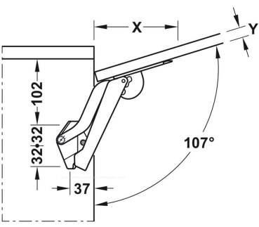 Preview: Hochklappbeschlag Free space 1.11, für Klappengewicht ≤ 7,1 kg
