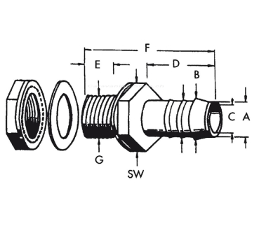 Tankanschlußstutzen gerade mit 10/12 mm Schlauchtülle