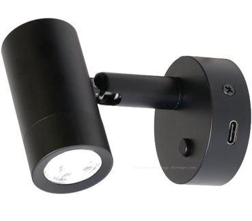 Aufbauspot Mini Tube D4, Power LED, USB-C, mit Schalter, schwarz
