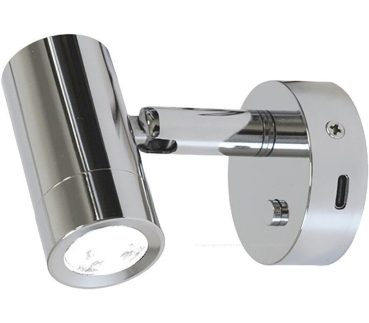 Aufbauspot Mini Tube D4, Power LED, mit Schalter, chrom