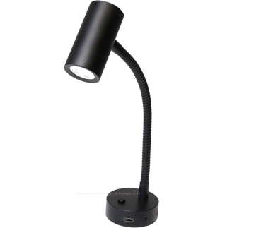 Leseleuchte Mini Tube D4 flex, Power LED, USB-C, mit Schalter, schwarz