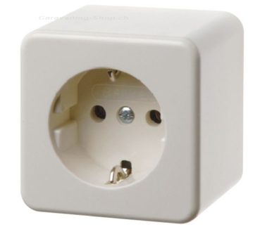Steckdose Schuko Aufputz mit Hohlboden, weiss