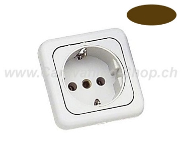 Schuko-Einbausteckdose, 230V, braun, 31 mm Einbautiefe