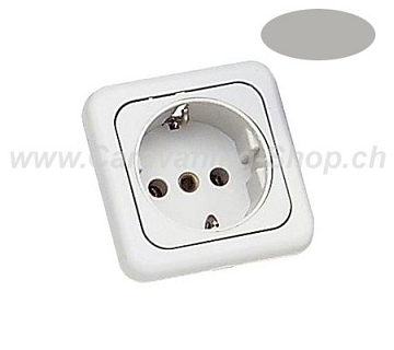 Schuko-Einbausteckdose, 230V, grau, 31 mm Einbautiefe