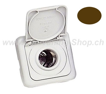 Steckdose 12 Volt, braun, mit Klappdeckel