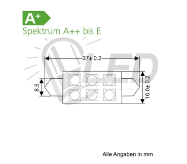 Preview: 6er SMD Modul, dimmbar, warm weiß Soffitte, 37mm