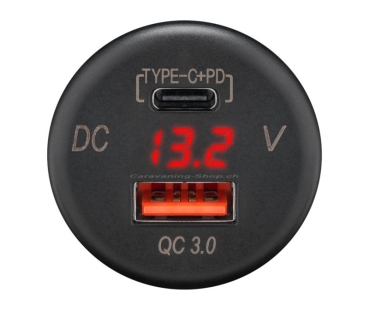 Preview: Power USB Steckdose (1x USB-C PD und 1x USB-A)