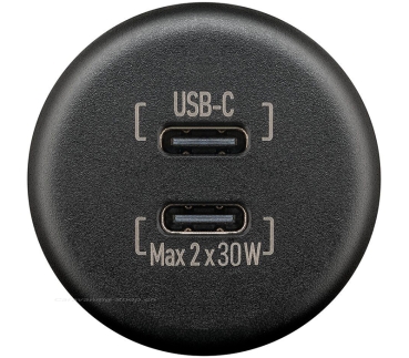 Einbauladegerät Dual USB-C 2x30 W, schwarz