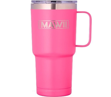 Edelstahl Becher mit Henkel, 600 ml, pink