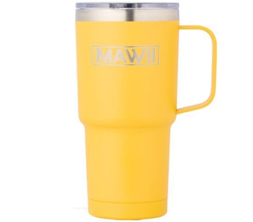 Edelstahl Becher mit Henkel, 600 ml, gelb