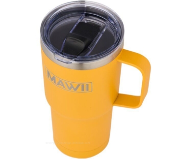 Preview: Edelstahl Becher mit Henkel, 600 ml, gelb