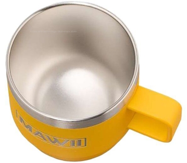 Preview: Edelstahl Espresso Tasse mit Henkel, 177 ml, gelb