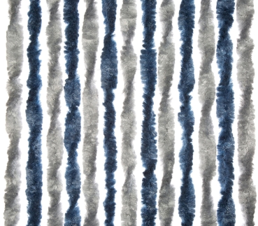 Chenille Flauschvorhang 56 x 175 cm blau/silber