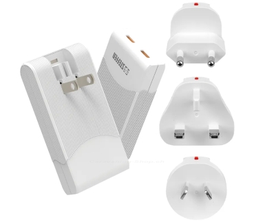 Reiseadapter World PD65W 2 x USB-C, weiss