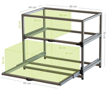 Preview: Auszugs-Regalsystem, quer, 69 x 70 x 44 cm