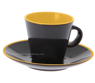 Tassenset Espresso 4-teilig gelb/grau