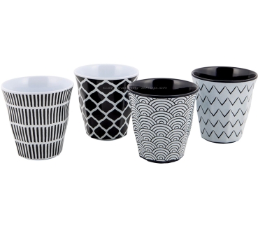 Preview: Geschirrserie Mix & Match, 16-teilig, schwarz/weiss