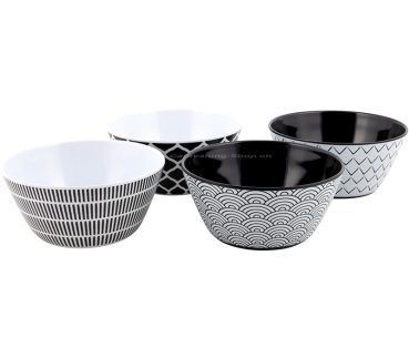 Preview: Geschirrserie Mix & Match, 16-teilig, schwarz/weiss
