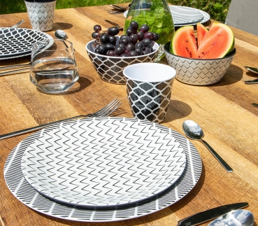 Preview: Geschirrserie Mix & Match, 16-teilig, schwarz/weiss