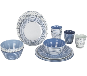 Geschirrserie Mix & Match, 16-teilig, blau/weiss