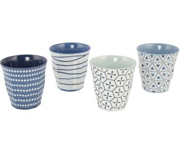 Preview: Geschirrserie Mix & Match, 16-teilig, blau/weiss