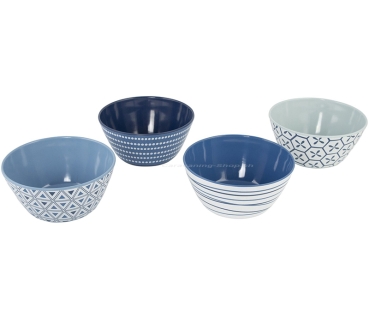 Preview: Geschirrserie Mix & Match, 16-teilig, blau/weiss
