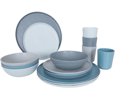 Geschirrset Molvadite, 16-teilig, blau/grau