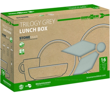 Preview: Geschirrset Lunchbox Trilogy Grey, 16-teilig