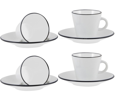 Espressoset Linea Line, weiss/schwarz