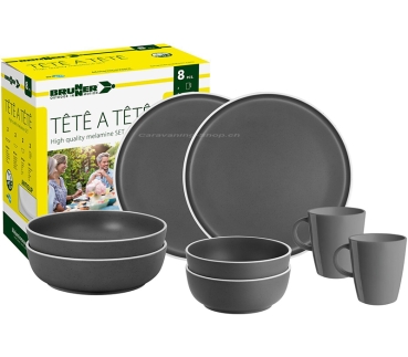 Preview: Geschirrset Tête-à-Tête Dolomit, grau