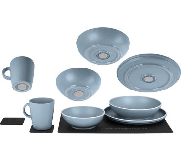 Geschirrset Dolomit magnetisch, blau