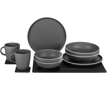 Geschirrset Dolomit magnetisch, grau