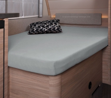 Spannbettlaken silber, 137 x 195 (110 / 90) cm für französisches Bett im Wohnwagen