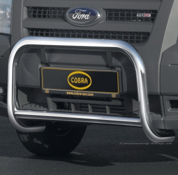 Preview: Frontbügel Edelstahl chrom Ø 60 mm für Ford Transit, ab 2006-2014, mit Einparkhilfe