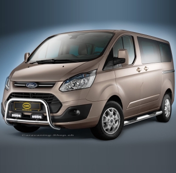 Preview: Frontbügel Edelstahl chrom Ø 60 mm für Ford Transit Custom & Tourneo Custom, ab 2013-