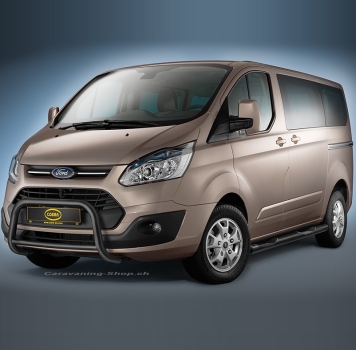 Preview: Frontbügel Edelstahl schwarz Ø 60 mm für Ford Transit Custom & Tourneo Custom, ab 2013-