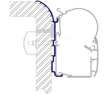 Adapter für Bürstner zu Dometic-Wandmarkisen Serie 1, Länge 3 m