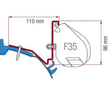 Fiamma Adapter Ford Custom Capland/Capfun für F35 Markisenadapter für Ford Transit Custom