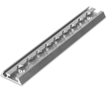 Preview: Zurrschiene flach, 2000 x 44 x 11.3mm mit 8mm Keder, silber