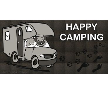 Fussmatte 25 x 50 cm, Camper Hund&Katze Farbe: grau Material: PP/Gummi