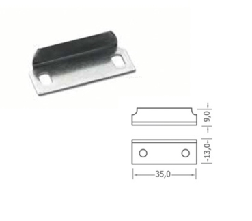 Schliessblech Metall, 35 x 13 x 9 mm