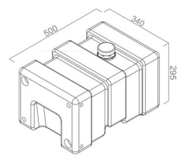 Preview: Universalwassertank 33l, weisser Tank, roter Deckel H54xB34xT28 cm