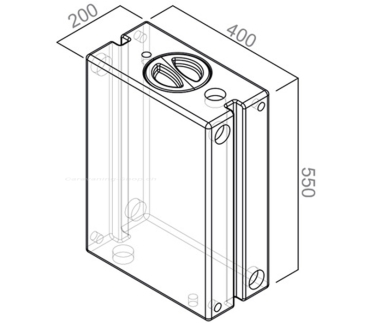 Preview: Universalwassertank 38l, weisser Tank, roter Deckel H55xB40xT20 cm
