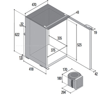 Preview: Vitrifrigo C75L Kompressor-Kühlschrank, 75 Liter, grau