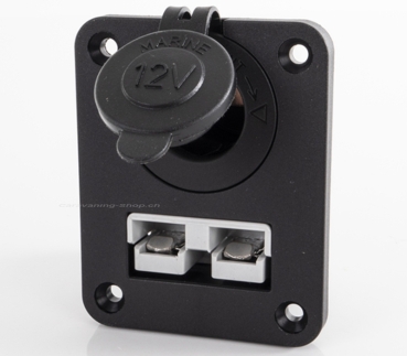 Preview: Montagepanel mit 12 V-Powersteckdose und 50 A Steckverbinder (Anderson Style)